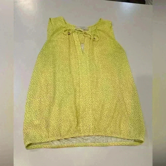 Loft Sleeveless Yellow Print Front Tie Blouse Size Medium - Picture 1 of 6